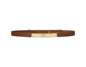Ralph Lauren Women's Turn-Lock Skinny Leather Belt in Tan Large L with tags